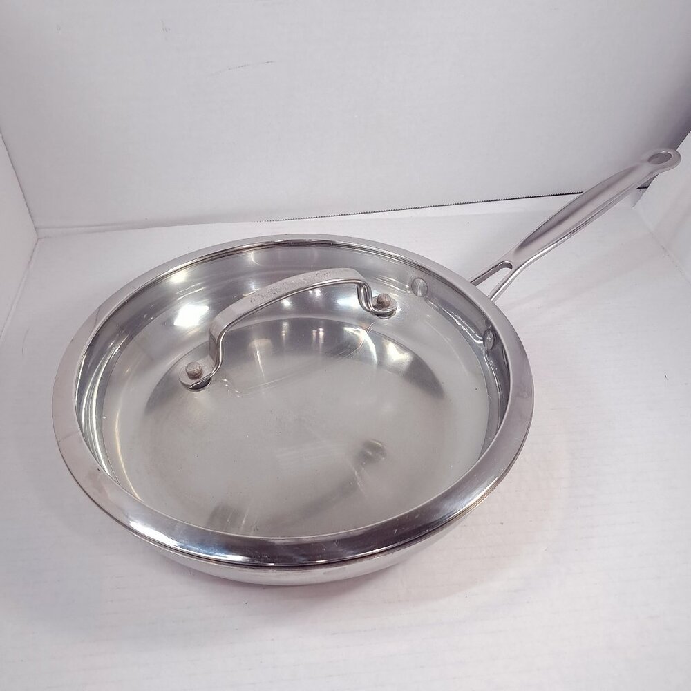 Cuisinart Stainless Steel 10" Skillet‎ Frying Pan 722-24 Stainless Steel W/ Lid
